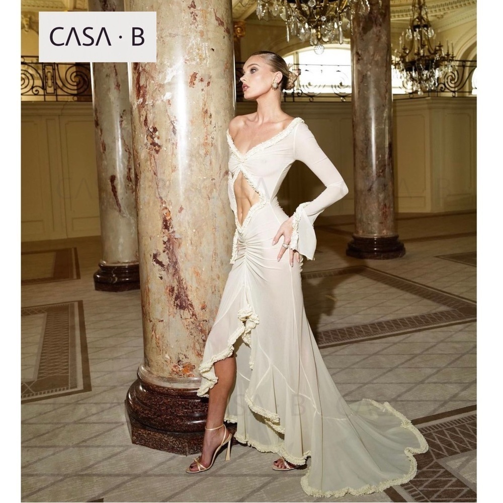 5⭐️CASA B| “Glamour de Cannes” Mesh Cut-Out Frill Sheer Gown